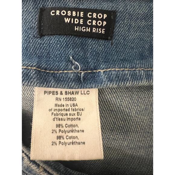 Veronica Beard Crosbie Crop High-Rise Wide Leg Jeans Zephyr Wash 28 Sailor Boho - Picture 5 of 8